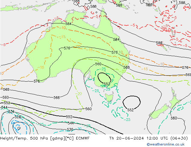 Z500/Yağmur (+YB)/Z850 ECMWF Per 20.06.2024 12 UTC