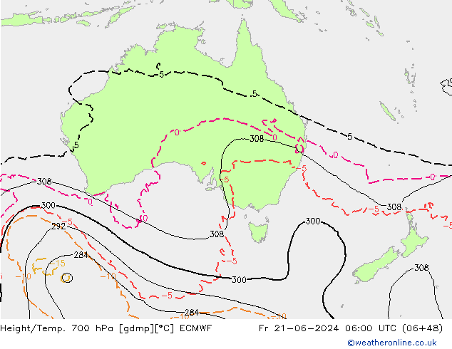 Height/Temp. 700 hPa ECMWF Sex 21.06.2024 06 UTC