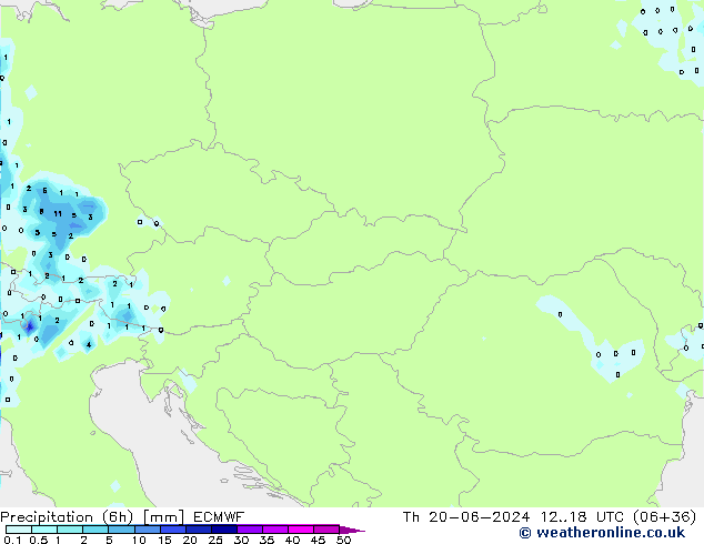 Precipitation (6h) ECMWF Th 20.06.2024 18 UTC