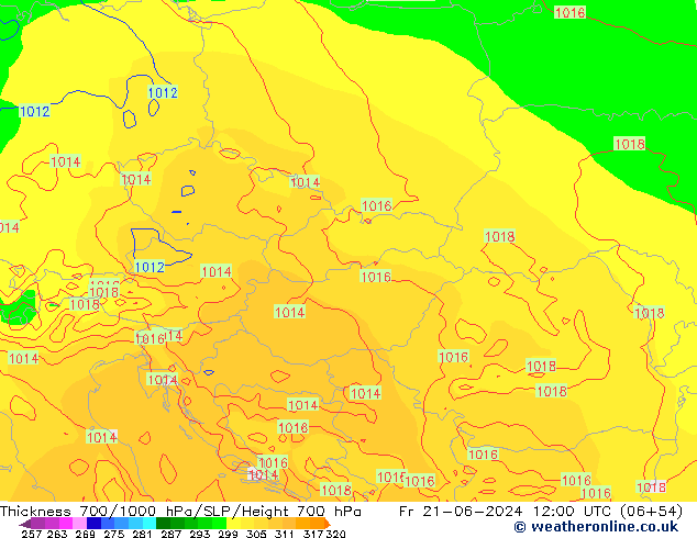 Thck 700-1000 hPa ECMWF ven 21.06.2024 12 UTC