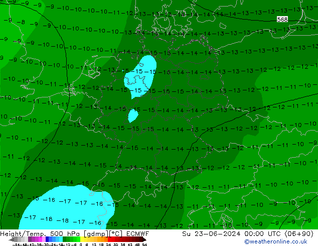 Z500/Rain (+SLP)/Z850 ECMWF Вс 23.06.2024 00 UTC