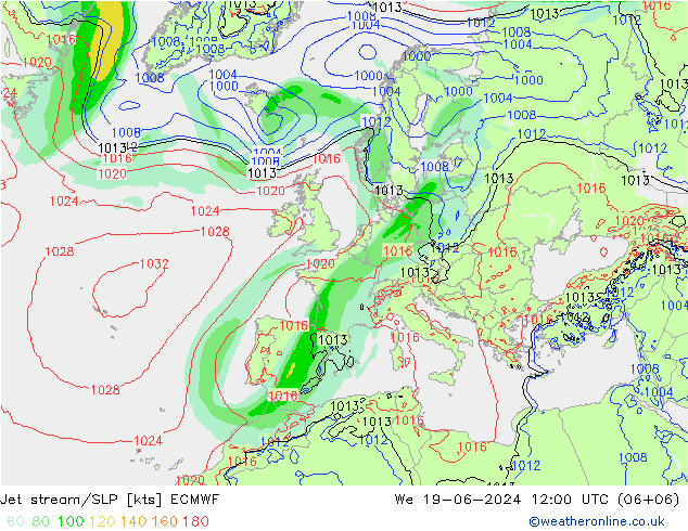 Courant-jet ECMWF mer 19.06.2024 12 UTC