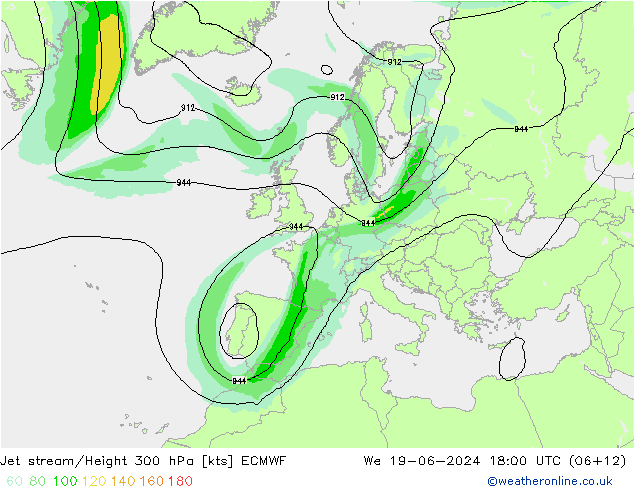 Jet stream/Height 300 hPa ECMWF St 19.06.2024 18 UTC