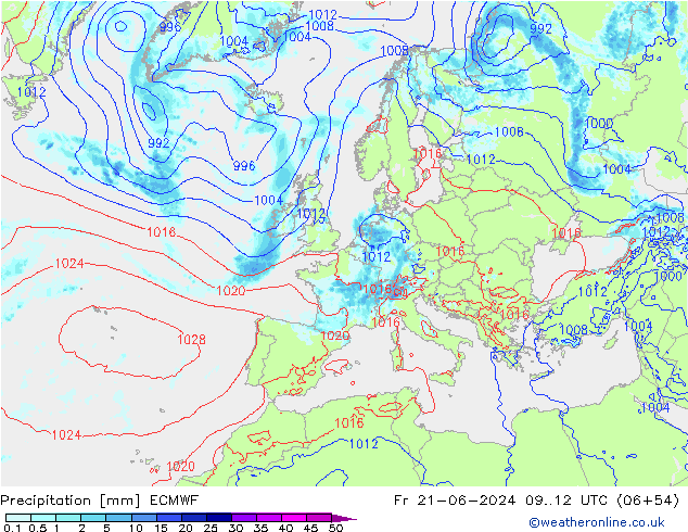 Niederschlag ECMWF Fr 21.06.2024 12 UTC