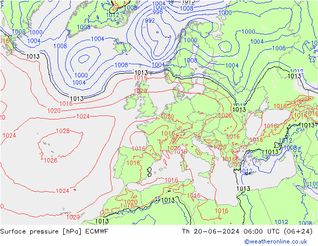 pression de l'air ECMWF jeu 20.06.2024 06 UTC