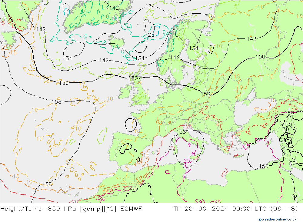 Z500/Yağmur (+YB)/Z850 ECMWF Per 20.06.2024 00 UTC