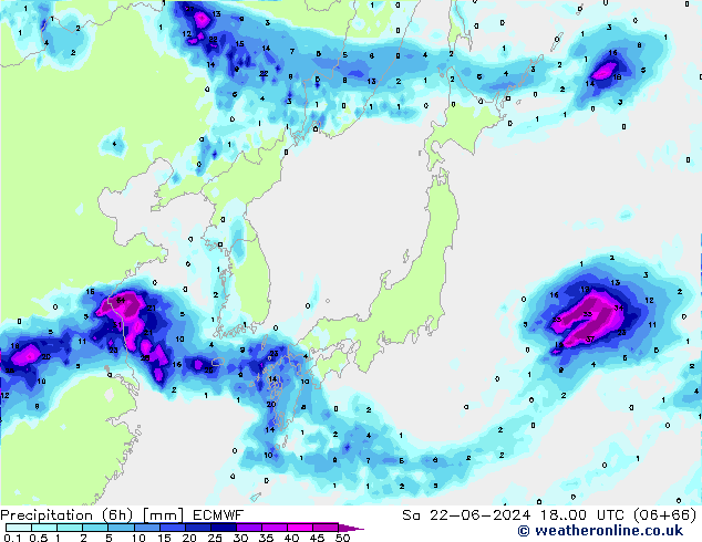 Z500/Rain (+SLP)/Z850 ECMWF Sáb 22.06.2024 00 UTC