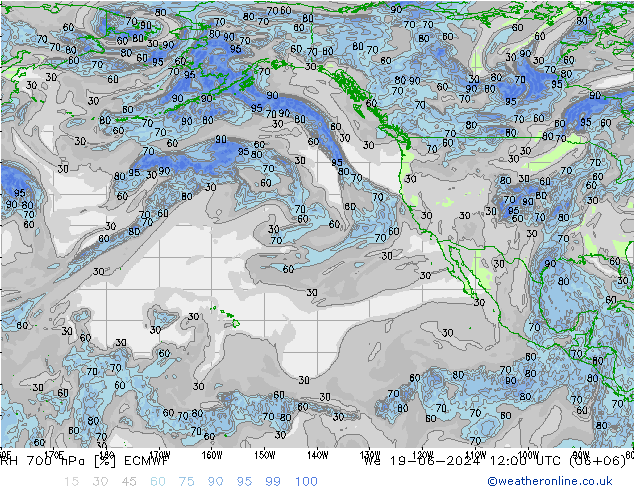 RH 700 hPa ECMWF  19.06.2024 12 UTC