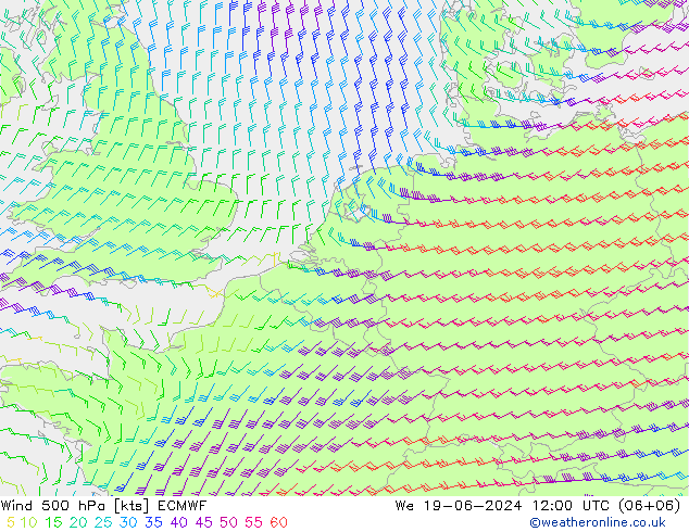 Wind 500 hPa ECMWF Mi 19.06.2024 12 UTC