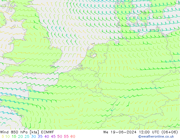 Wind 850 hPa ECMWF St 19.06.2024 12 UTC