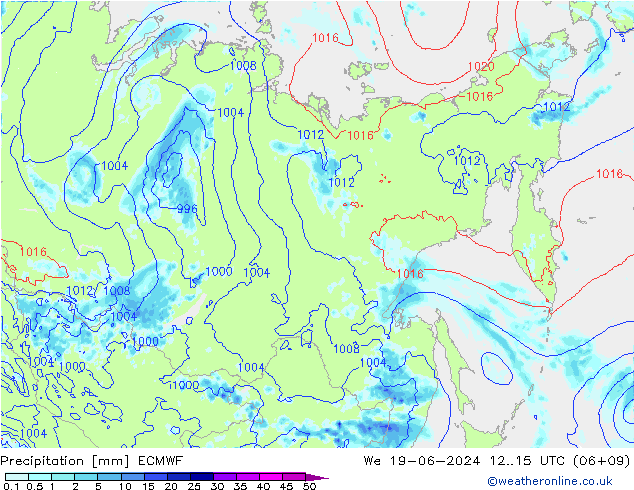 Srážky ECMWF St 19.06.2024 15 UTC