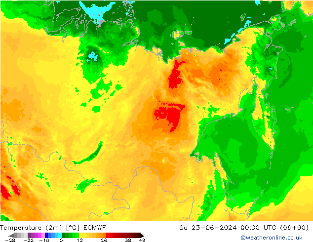Temperatura (2m) ECMWF Dom 23.06.2024 00 UTC