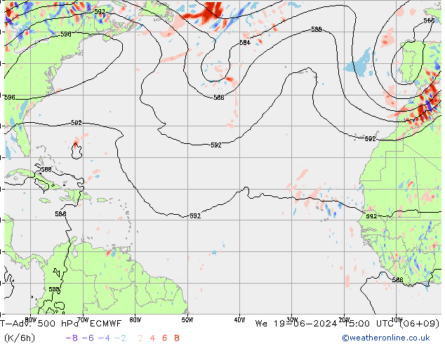 T-Adv. 500 гПа ECMWF ср 19.06.2024 15 UTC