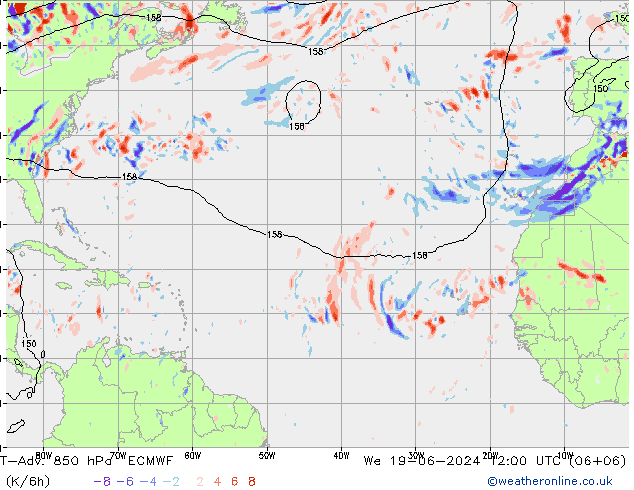 T-Adv. 850 hPa ECMWF St 19.06.2024 12 UTC