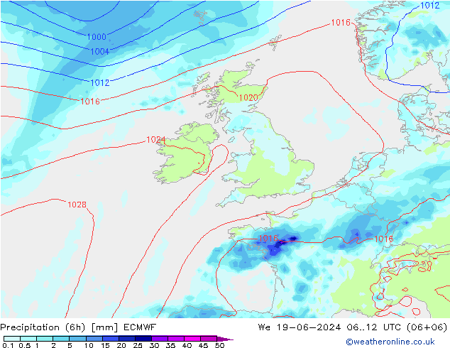 Z500/Rain (+SLP)/Z850 ECMWF Qua 19.06.2024 12 UTC