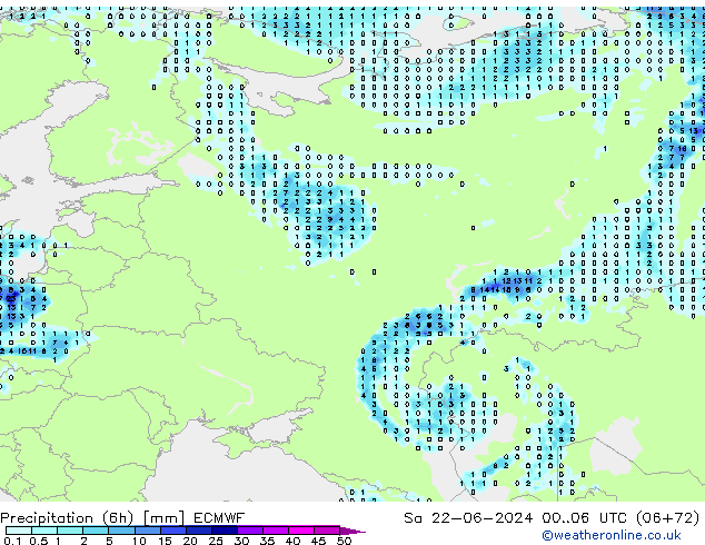 Z500/Regen(+SLP)/Z850 ECMWF za 22.06.2024 06 UTC