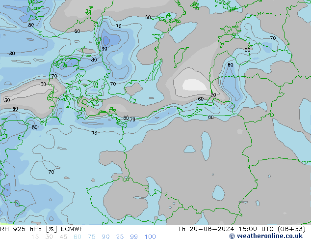 RH 925 hPa ECMWF Th 20.06.2024 15 UTC