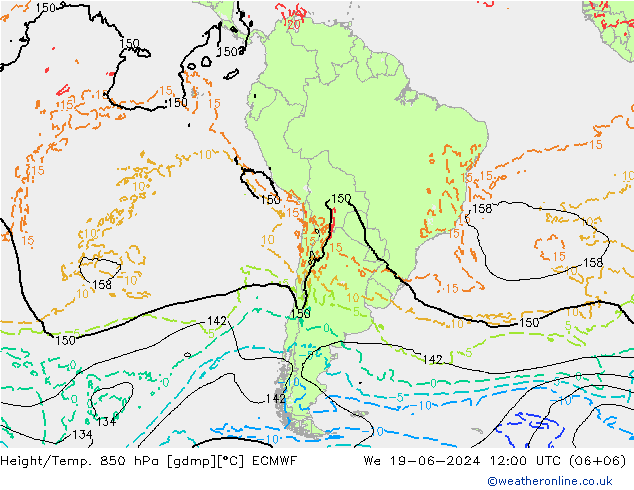 Z500/Rain (+SLP)/Z850 ECMWF We 19.06.2024 12 UTC