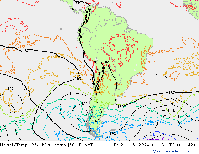Z500/Yağmur (+YB)/Z850 ECMWF Cu 21.06.2024 00 UTC