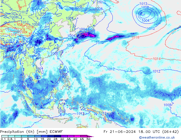 Z500/Yağmur (+YB)/Z850 ECMWF Cu 21.06.2024 00 UTC