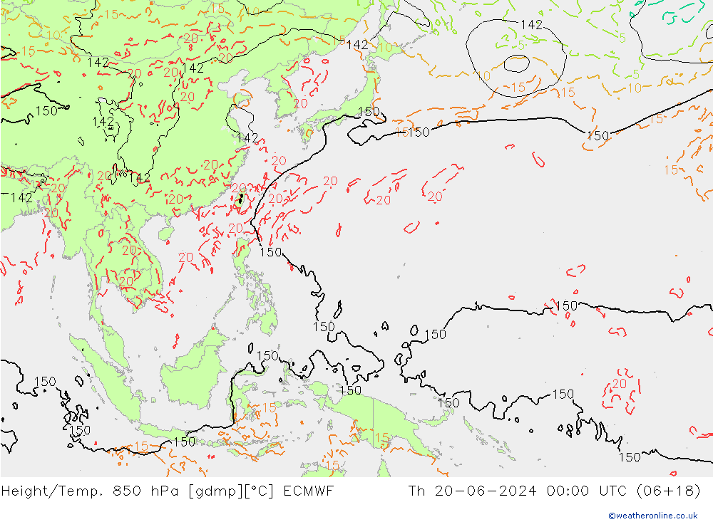 Z500/Rain (+SLP)/Z850 ECMWF jue 20.06.2024 00 UTC