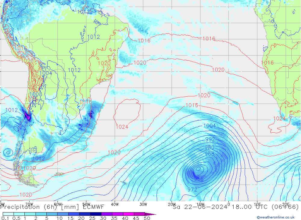 Z500/Rain (+SLP)/Z850 ECMWF Sáb 22.06.2024 00 UTC