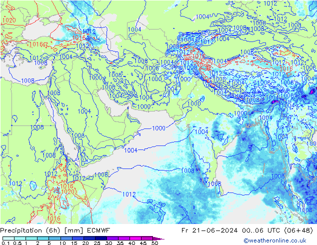 Z500/Rain (+SLP)/Z850 ECMWF Fr 21.06.2024 06 UTC