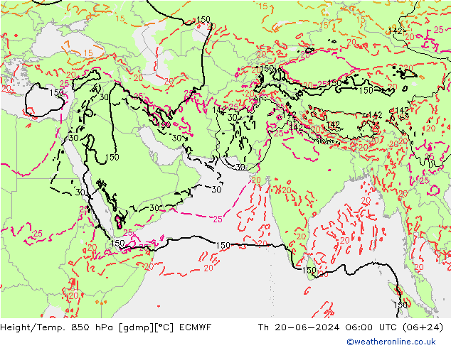 Z500/Rain (+SLP)/Z850 ECMWF jue 20.06.2024 06 UTC