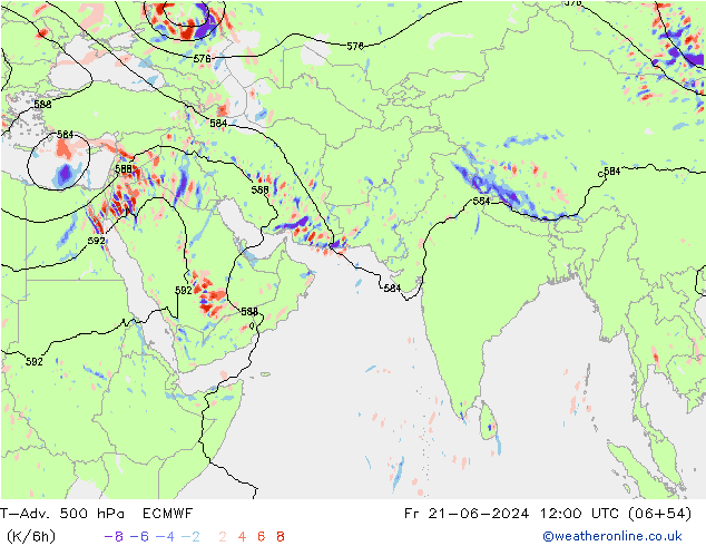 T-Adv. 500 hPa ECMWF Fr 21.06.2024 12 UTC