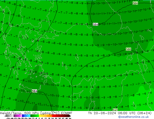 Z500/Yağmur (+YB)/Z850 ECMWF Per 20.06.2024 06 UTC