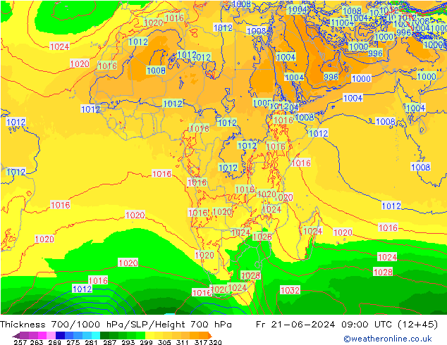 Thck 700-1000 hPa ECMWF Pá 21.06.2024 09 UTC