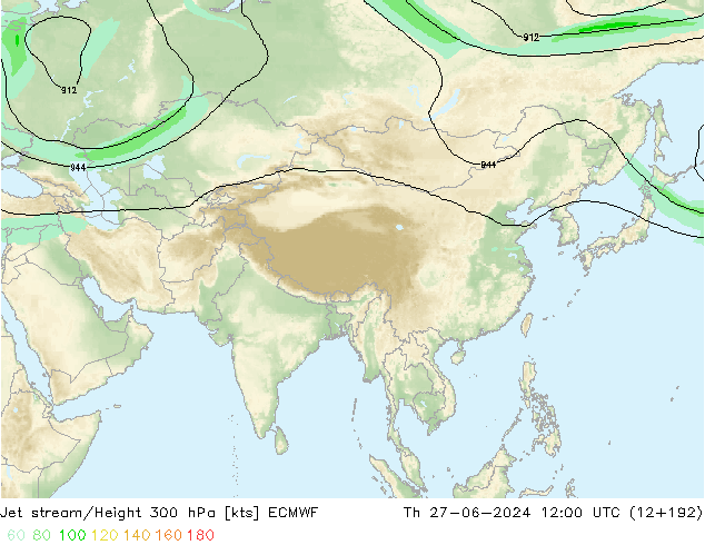 Jet stream/Height 300 hPa ECMWF Th 27.06.2024 12 UTC