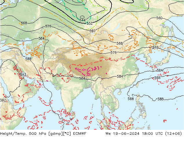 Height/Temp. 500 гПа ECMWF ср 19.06.2024 18 UTC