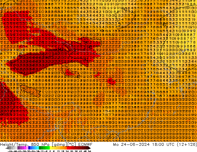 Height/Temp. 850 hPa ECMWF 星期一 24.06.2024 18 UTC