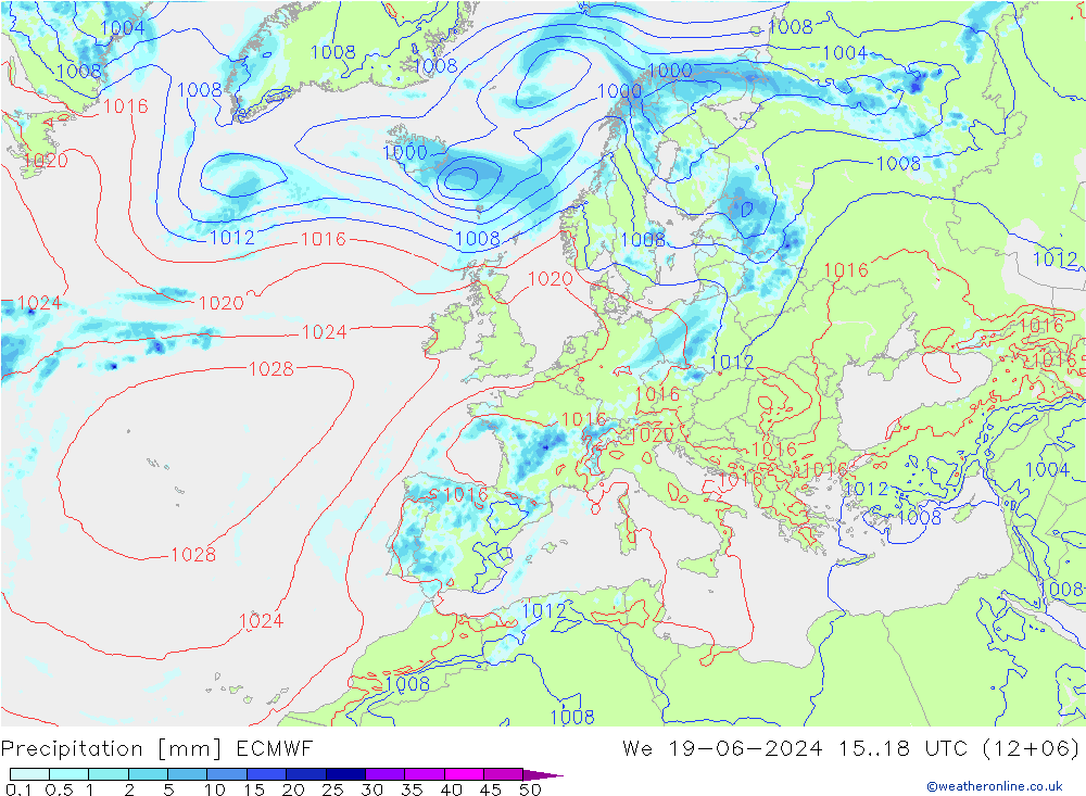 Precipitación ECMWF mié 19.06.2024 18 UTC