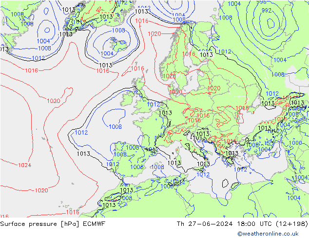 Luchtdruk (Grond) ECMWF do 27.06.2024 18 UTC