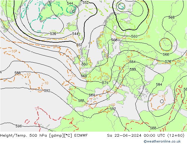 Z500/Rain (+SLP)/Z850 ECMWF sam 22.06.2024 00 UTC