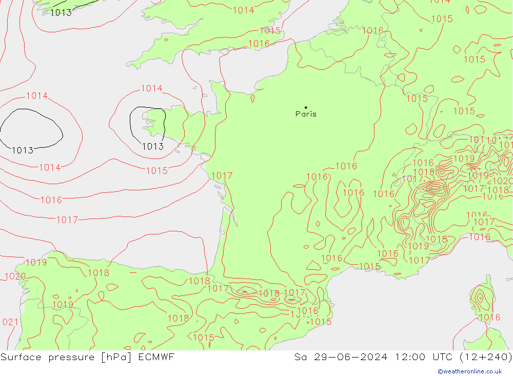 приземное давление ECMWF сб 29.06.2024 12 UTC