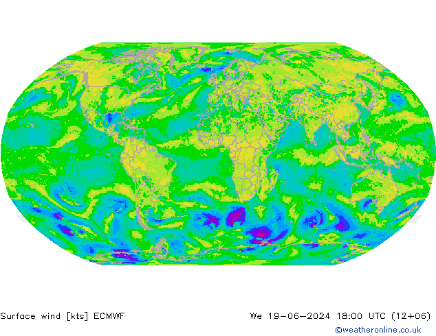 Prec 6h/Wind 10m/950 ECMWF mié 19.06.2024 18 UTC