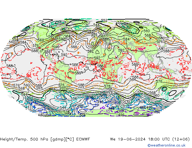 Z500/Rain (+SLP)/Z850 ECMWF ср 19.06.2024 18 UTC