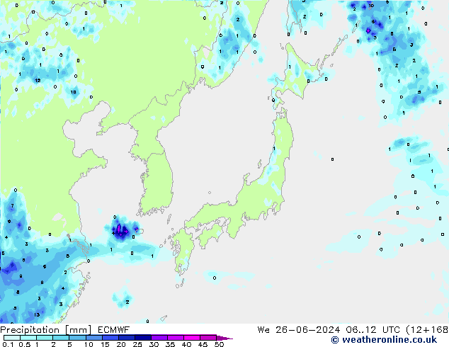 Precipitazione ECMWF mer 26.06.2024 12 UTC