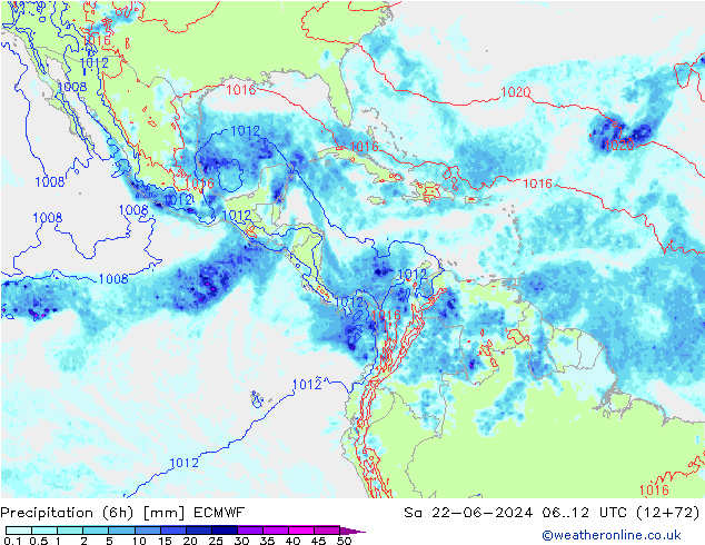 Z500/Rain (+SLP)/Z850 ECMWF sab 22.06.2024 12 UTC