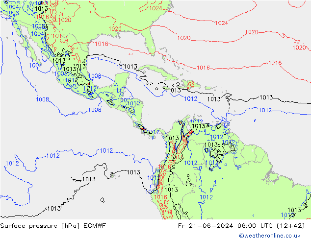 Pressione al suolo ECMWF ven 21.06.2024 06 UTC