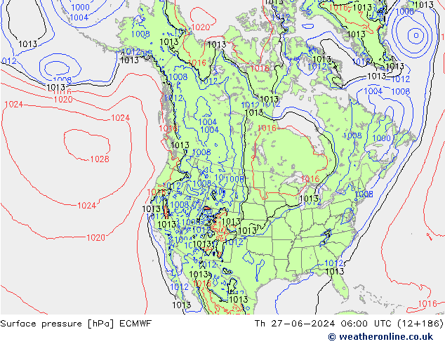 Surface pressure ECMWF Th 27.06.2024 06 UTC