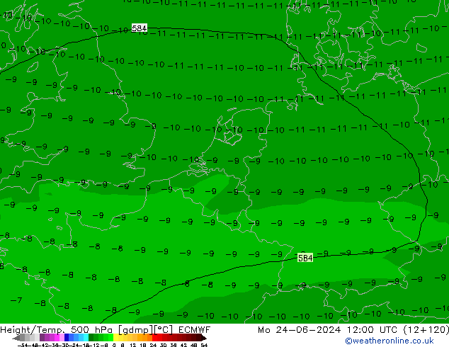 Z500/Regen(+SLP)/Z850 ECMWF ma 24.06.2024 12 UTC