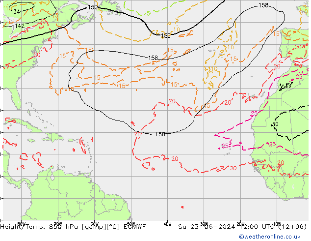 Z500/Regen(+SLP)/Z850 ECMWF zo 23.06.2024 12 UTC