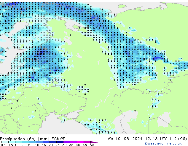 Precipitazione (6h) ECMWF mer 19.06.2024 18 UTC