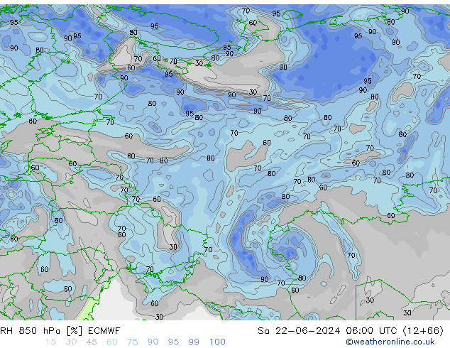 RV 850 hPa ECMWF za 22.06.2024 06 UTC