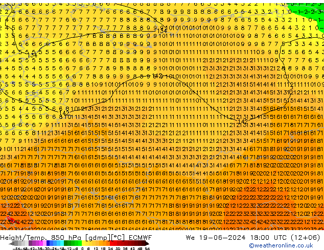 Z500/Rain (+SLP)/Z850 ECMWF We 19.06.2024 18 UTC