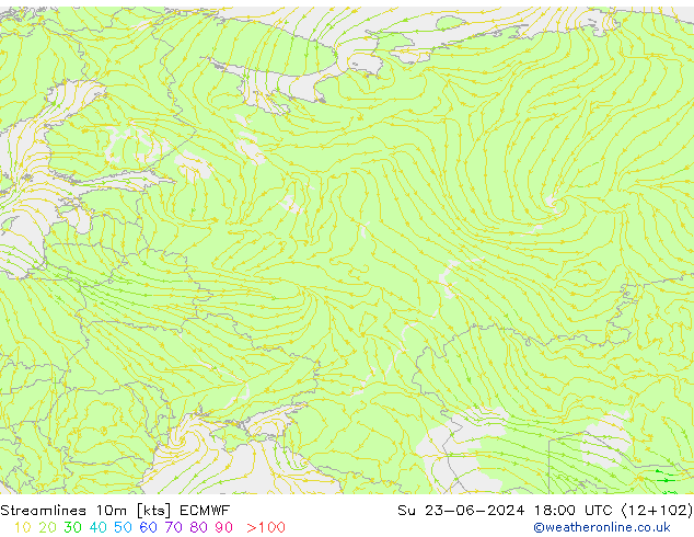 Stroomlijn 10m ECMWF zo 23.06.2024 18 UTC